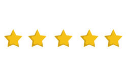 5 gold stars on white background