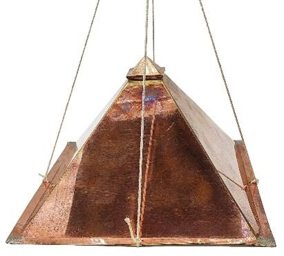 Copper Meditation Pyramid hanging by a thread