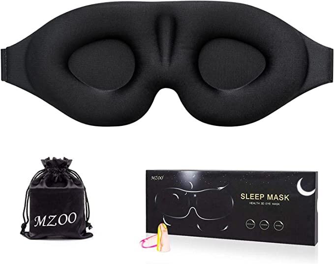 Black sleep mask with packaging