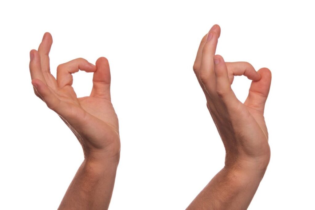 two hands showing okay in sign language - Learn Sign Language