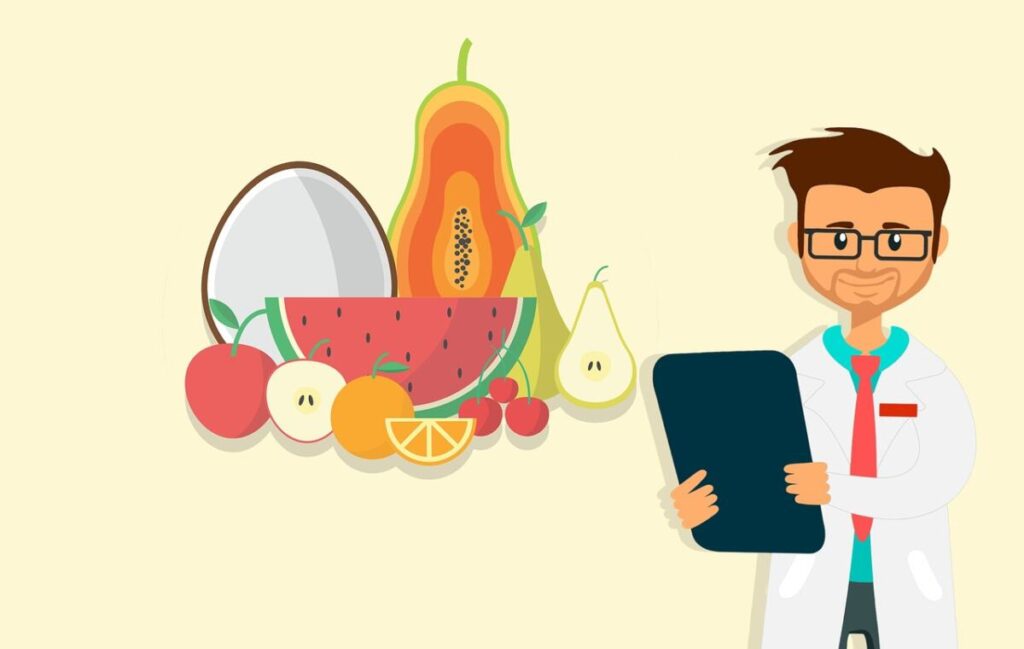 Fruits and Vegetables with doctor