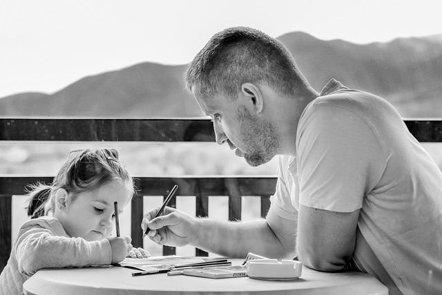 girl, father, portrait