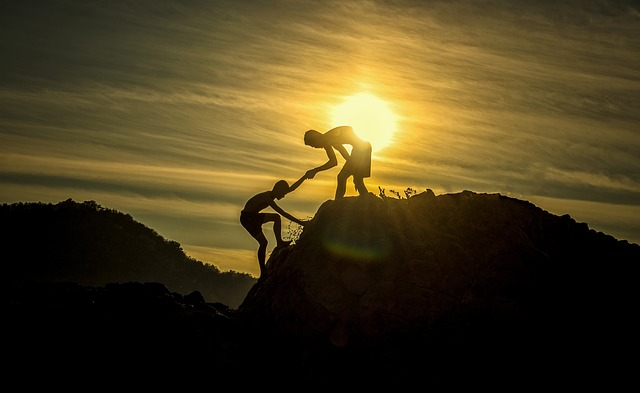 sunset, men, silhouettes - representing adventure